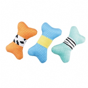 Stuffed Polka Dot Bone Dog Toy with Squeaker